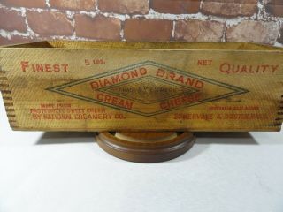 Vintage Antique Diamond Brand Cream Cheese Boston & Somervile Ma Wood Box