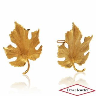 Vintage Tiffany & Co 14K Yellow Gold Maple Leaf Cufflinks NR 2