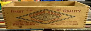 Vintage Antique Diamond Brand Cream Cheese Boston & Somerville Ma Wood Box