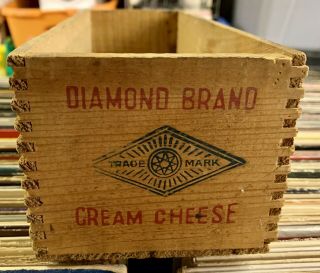 Vintage Antique Diamond Brand Cream Cheese Boston & Somerville MA Wood Box 2