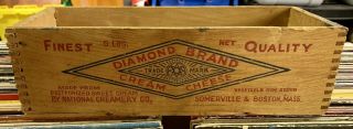 Vintage Antique Diamond Brand Cream Cheese Boston & Somerville MA Wood Box 3