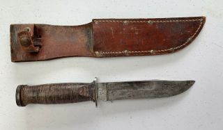 Wwii Robeson Shuredge Usa Fighting Knife With Leather Sheath