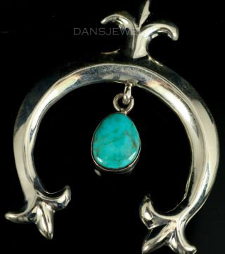 Vintage Big 2 1/2 " Sterling Old Pawn Navajo Naja Necklace Turquoise Pendant