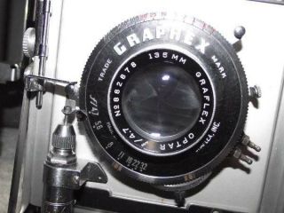 Vintage Graflex Speed Graphic SLR Camera Outfit - Optar 4,  7/135mm Lens - 11
