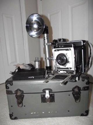 Vintage Graflex Speed Graphic Slr Camera Outfit - Optar 4,  7/135mm Lens -