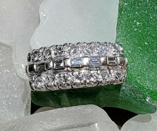 Dazzling 14k White Gold Retro Vintage.  70 Carat Diamond Ring Wedding Anniversary