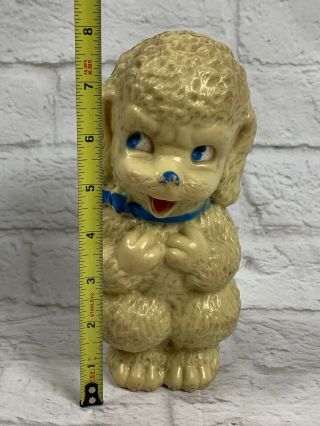 Vtg 1950s Irwin Soft Firm Rubber Happy Poodle With Blue Bow Squeak Toy Squeaky 2