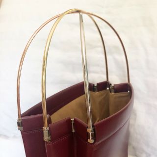 Cartier Vtg Burgundy Trinity Bag Cage De Cartier Leather Metal Handbag Lg Tote 10