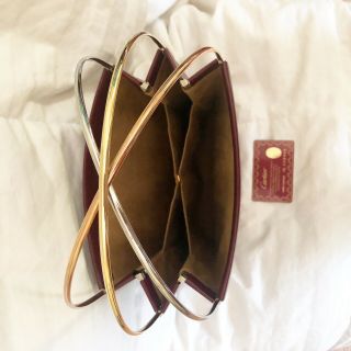 Cartier Vtg Burgundy Trinity Bag Cage De Cartier Leather Metal Handbag Lg Tote 3