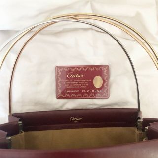 Cartier Vtg Burgundy Trinity Bag Cage De Cartier Leather Metal Handbag Lg Tote 4