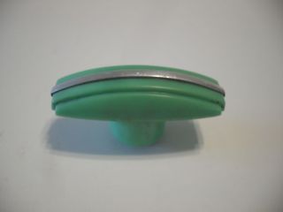 Vintage T - Handle Green Bakelite Knob Drawer Pull Chrome Strip Dome Top Handle