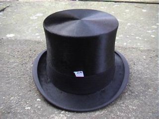. Antique Continental Black Silk Top Hat Sz 7¼.
