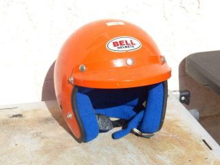 Minty Orange Vintage Bell Helmet With Visor Size 7 1/8