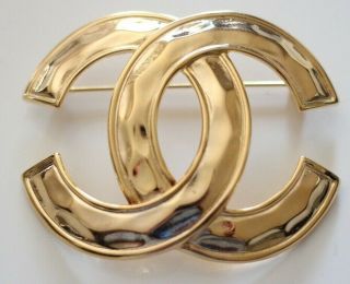 Vintage 1994 Chanel Cc Authentic Large Gold Brooch Pin Nwot