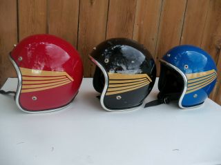 Vintage 1970s Arthur Fulmer Af40 Helmets,  Set Of 3,  1977