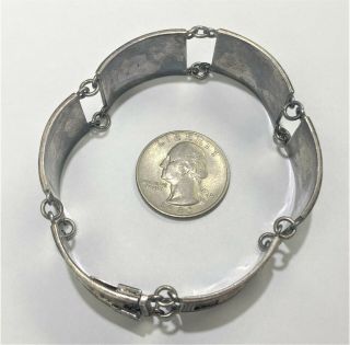 Vintage Peruvian Hinged Sterling Silver 18k Gold Inca Ornate Bracelet 5