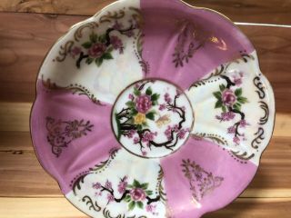 Royal Halsey Very Fine China pink Iridescent footed cup & saucer pre - owned 4