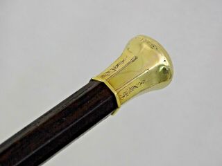14K SOLID GOLD ANTIQUE WALKING CANE STICK before Civil War dated 1856 GORGEOUS 3