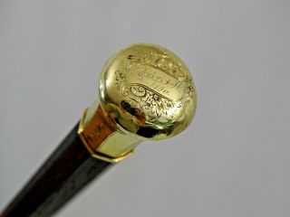 14K SOLID GOLD ANTIQUE WALKING CANE STICK before Civil War dated 1856 GORGEOUS 4