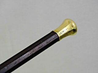 14K SOLID GOLD ANTIQUE WALKING CANE STICK before Civil War dated 1856 GORGEOUS 6
