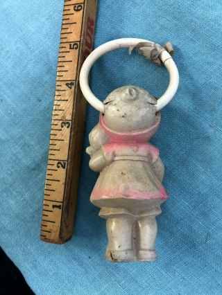 Vintage 30 ' s 40 ' s celluloid teething ring doll with baby 4