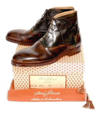 $5k Nib Silvano Lattanzi Romano Abate Antiqued Leather Boots Shoes 8 Uk 9 Us