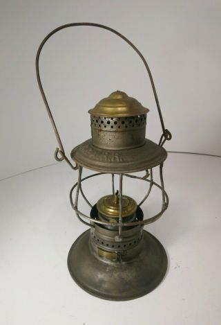 Rare Antique Vtg C.  &.  A.  R.  R.  Chicago & Alton Railroad Lantern 1868 Brass Top
