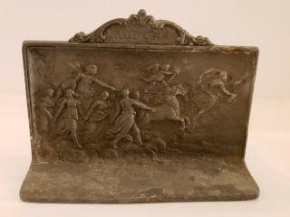 Antique 19th C.  Victorian " Aurora " Roman Mythology Cast Metal Bookend Book End