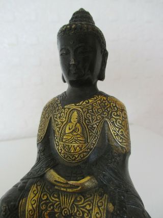 Signed Chinese Oriental Chased Gilt Bronze Figure of Buddha - Deity 2