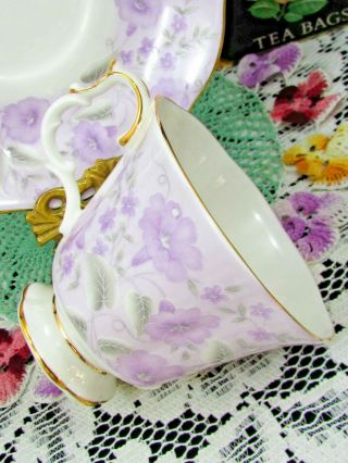 ROYAL ALBERT SUMMER CHARM SERIES LILAC CHARM TEA CUP AND SAUCER 3