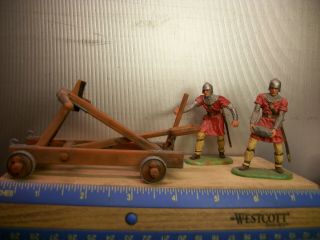 Vintage Hausser Elastolin Medieval Siege Catapult Play Set Plastic Toy Figures