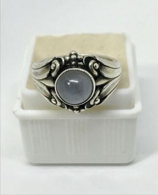 Vintage Georg Jensen Ring Sterling White Sapphire Sz 8 1/4 Art Nouveau 1930 