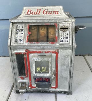 Antique 1930s Penny Groetchen Dandy Vendor Ball Gum Jack Pot Trade Stimulator 2