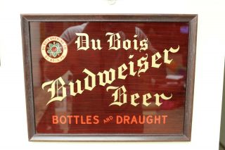 Rare Antique Reverse Glass Dubois Brewing Budweiser Bud Beer Bar Light Sign
