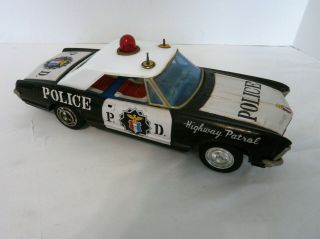 Vintage Bandai 1965 Buick Riviera Highway Patrol Car Tin Litho Made in Japan 2