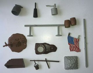 Vintage Marx 1950 - 60s Western & Fort Play Set Outdoor Accessories & Flag Pole