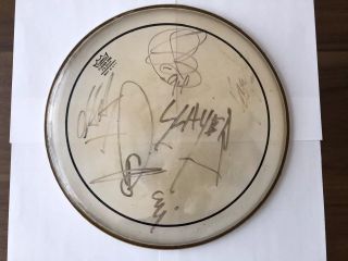 Ultra Rare Vintage 1994 Slayer Band Autograph On Remo Drumhead