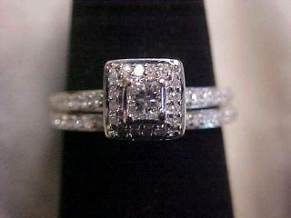 Estate Princess & Pave Set Diamond Halo Engagement 2 - Ring 14k White Gold Sz4