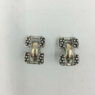 Vintage Michael Dawkins Sterling Silver 14k Gold Clip Earrings