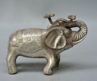 Collectable Old Tibet Silver Hand - Carved Elephant Moral Bring Auspicious Statue