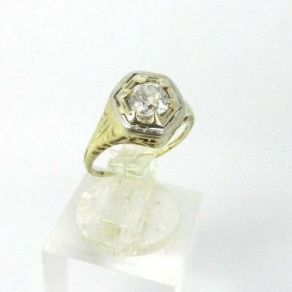 Art Deco Old Mine Cut Diamond Ring 14k Yellow Gold -.  48 Ct - Size 3 W/ Appraisal