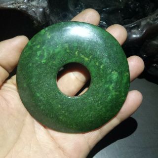 Old Chinese Hand Carved Green Jade Aristocracy Wearing Talismans Pendant Jade.
