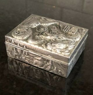 Vintage 1940s 50s JAPANESE Silver Plate Box W/ Dragon ESTATE FIND repousse AS 3