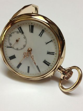 ANTIQUE 14K GOLD POCKET WATCH WITH HORSE SCENERY,  74 GRAMS.  SCRAP 11