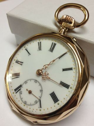 ANTIQUE 14K GOLD POCKET WATCH WITH HORSE SCENERY,  74 GRAMS.  SCRAP 2
