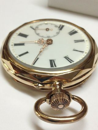 ANTIQUE 14K GOLD POCKET WATCH WITH HORSE SCENERY,  74 GRAMS.  SCRAP 5