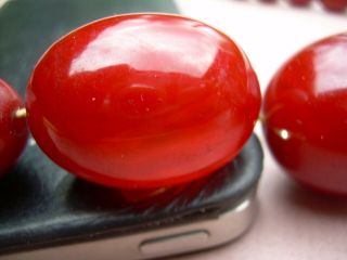 Antique Art Deco Cherry Amber Bakelite Bead Necklace 90.  72 grams. 5