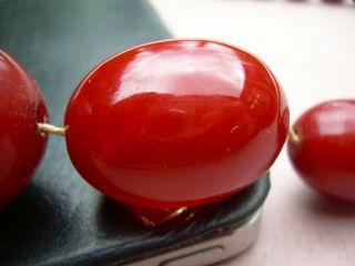 Antique Art Deco Cherry Amber Bakelite Bead Necklace 90.  72 grams. 6