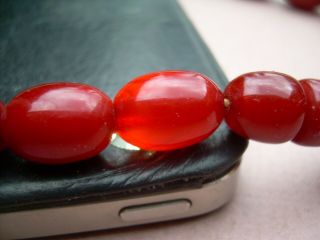 Antique Art Deco Cherry Amber Bakelite Bead Necklace 90.  72 grams. 7