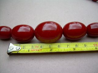 Antique Art Deco Cherry Amber Bakelite Bead Necklace 90.  72 grams. 8